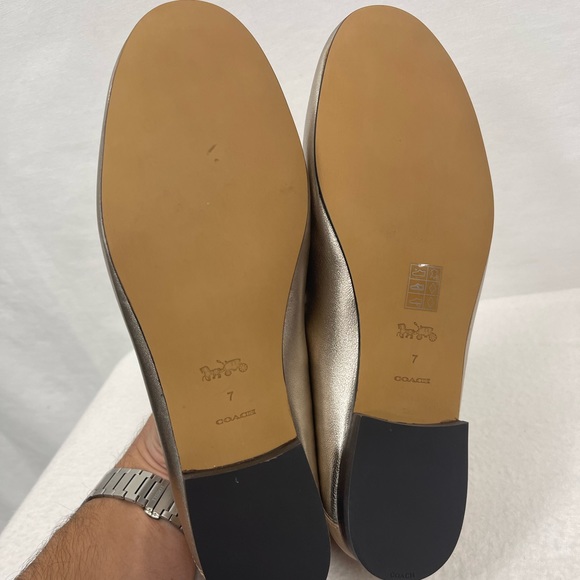 Coach Loafers Helena C-Chain Metallic Leather Champagne Pink Women's Size 7 - Picture 6 of 9